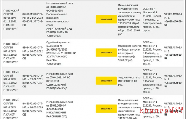 На сегодняшний день только официально Полонский должен около 30 млн рублей. В совокупности с очередным проигранным иском — уже 50 млн uriqzeiqqiuhatf quziehidteiqervls